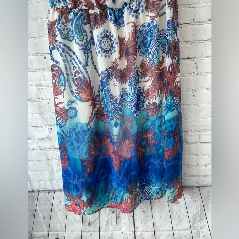 Maurices White, Blue & Pink floral strapless dress size 0 - Picture 6 of 16